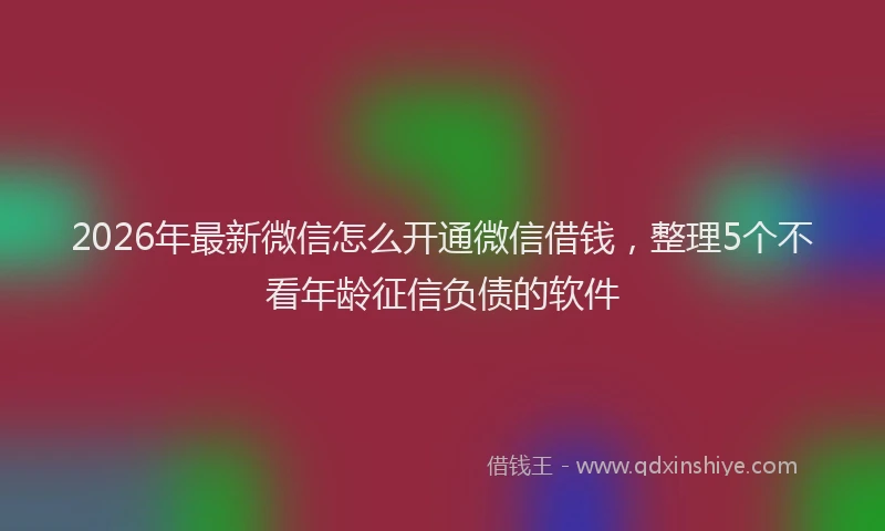 2026年最新微信怎么开通微信借钱，整理5个不看年龄征信负债的软件
