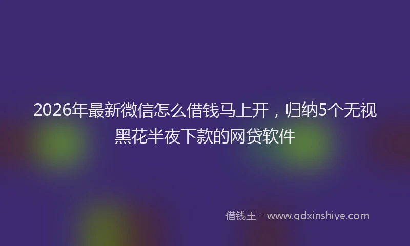 2026年最新微信怎么借钱马上开，归纳5个无视黑花半夜下款的网贷软件