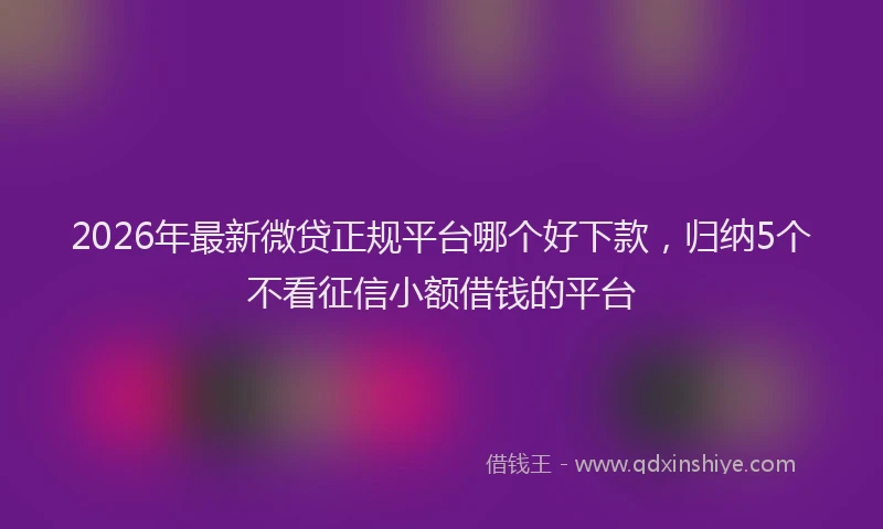 2026年最新微贷正规平台哪个好下款，归纳5个不看征信小额借钱的平台