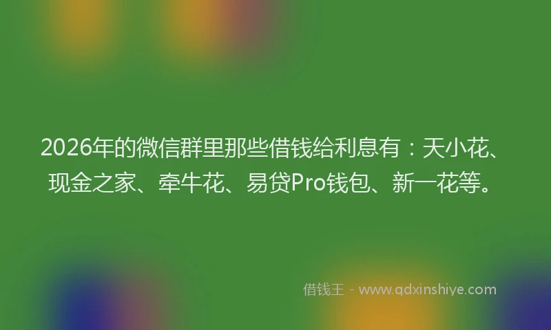 2026年的微信群里那些借钱给利息有：天小花、现金之家、牵牛花、易贷Pro钱包、新一花等。