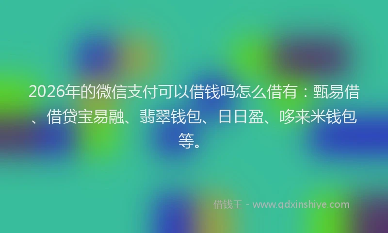 2026年的微信支付可以借钱吗怎么借有：甄易借、借贷宝易融、翡翠钱包、日日盈、哆来米钱包等。