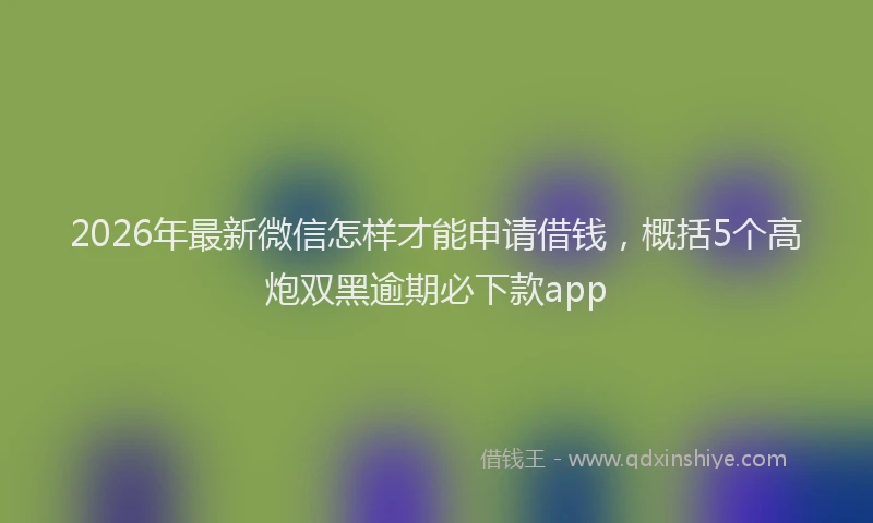 2026年最新微信怎样才能申请借钱，概括5个高炮双黑逾期必下款app