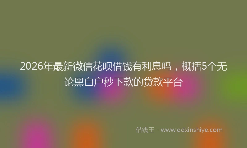 2026年最新微信花呗借钱有利息吗，概括5个无论黑白户秒下款的贷款平台
