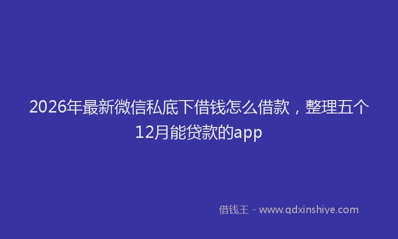 2026年最新微信私底下借钱怎么借款，整理五个12月能贷款的app