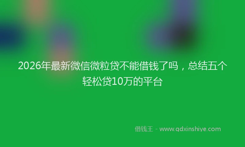 2026年最新微信微粒贷不能借钱了吗，总结五个轻松贷10万的平台
