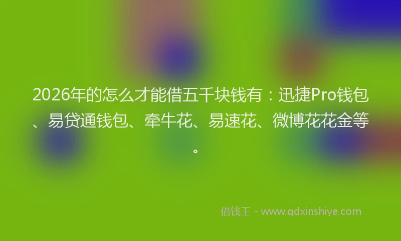 2026年的怎么才能借五千块钱有：迅捷Pro钱包、易贷通钱包、牵牛花、易速花、微博花花金等。