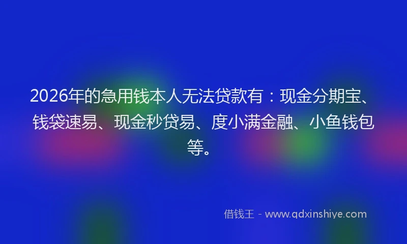 2026年的急用钱本人无法贷款有：现金分期宝、钱袋速易、现金秒贷易、度小满金融、小鱼钱包等。