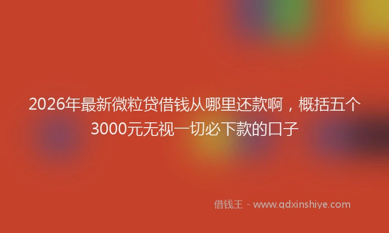 2026年最新微粒贷借钱从哪里还款啊，概括五个3000元无视一切必下款的口子