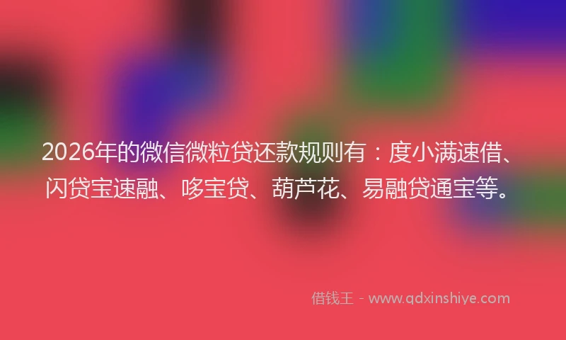 2026年的微信微粒贷还款规则有：度小满速借、闪贷宝速融、哆宝贷、葫芦花、易融贷通宝等。