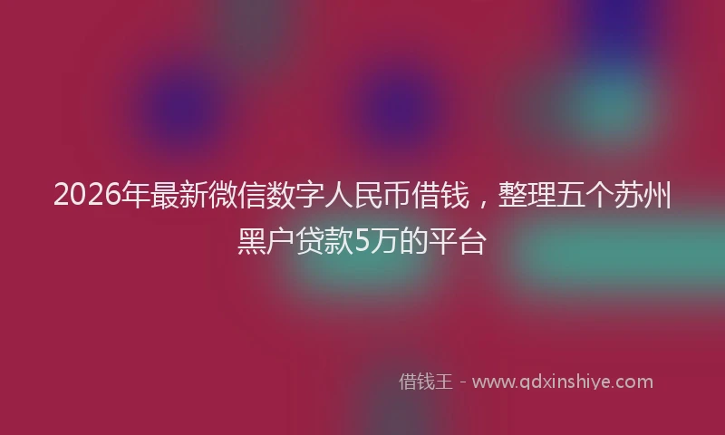 2026年最新微信数字人民币借钱，整理五个苏州黑户贷款5万的平台