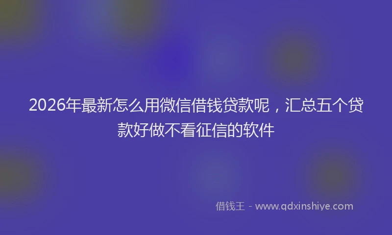 2026年最新怎么用微信借钱贷款呢，汇总五个贷款好做不看征信的软件