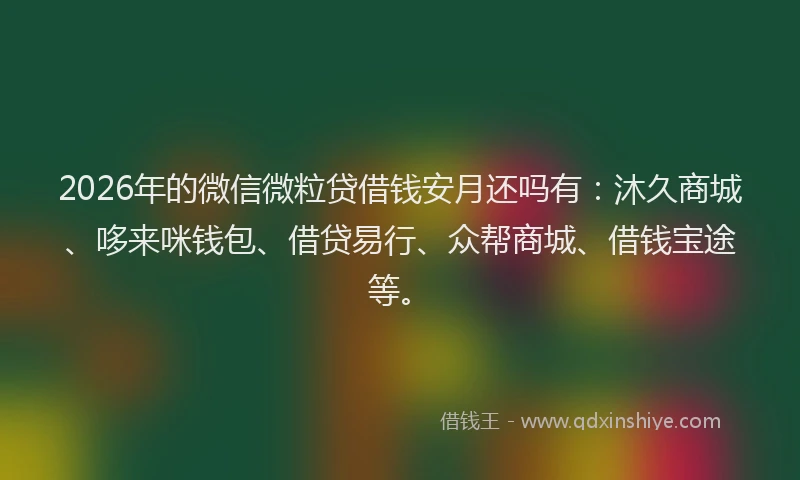 2026年的微信微粒贷借钱安月还吗有：沐久商城、哆来咪钱包、借贷易行、众帮商城、借钱宝途等。