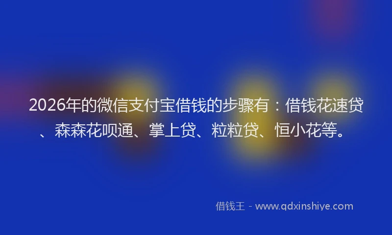 2026年的微信支付宝借钱的步骤有：借钱花速贷、森森花呗通、掌上贷、粒粒贷、恒小花等。