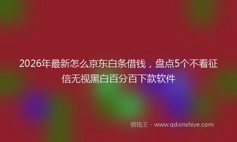2026年最新怎么京东白条借钱，盘点5个不看征信无视黑白百分百下款软件