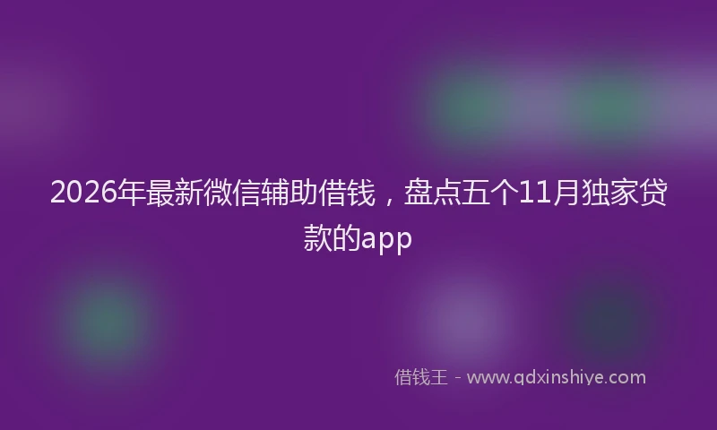2026年最新微信辅助借钱，盘点五个11月独家贷款的app