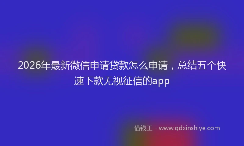 2026年最新微信申请贷款怎么申请，总结五个快速下款无视征信的app