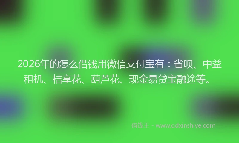 2026年的怎么借钱用微信支付宝有：省呗、中益租机、桔享花、葫芦花、现金易贷宝融途等。