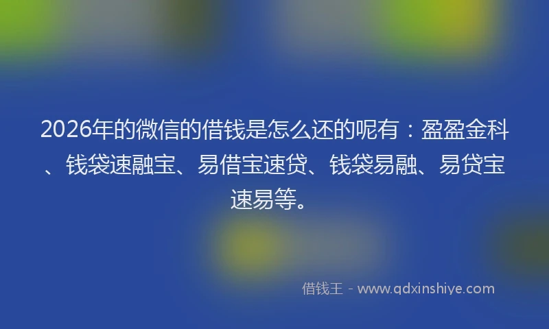 2026年的微信的借钱是怎么还的呢有：盈盈金科、钱袋速融宝、易借宝速贷、钱袋易融、易贷宝速易等。