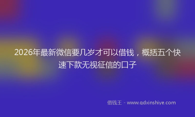 2026年最新微信要几岁才可以借钱，概括五个快速下款无视征信的口子