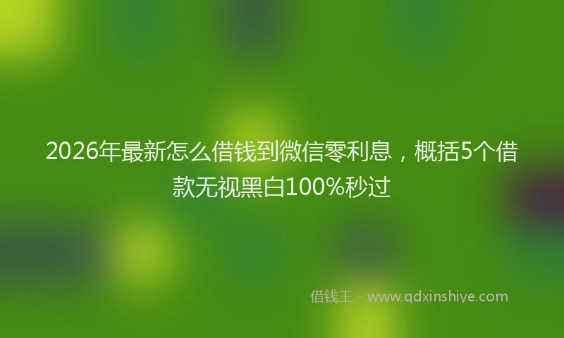 2026年最新怎么借钱到微信零利息，概括5个借款无视黑白100%秒过