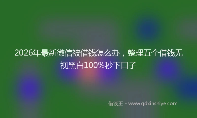 2026年最新微信被借钱怎么办，整理五个借钱无视黑白100%秒下口子