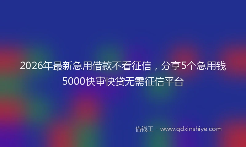 2026年最新急用借款不看征信，分享5个急用钱5000快审快贷无需征信平台