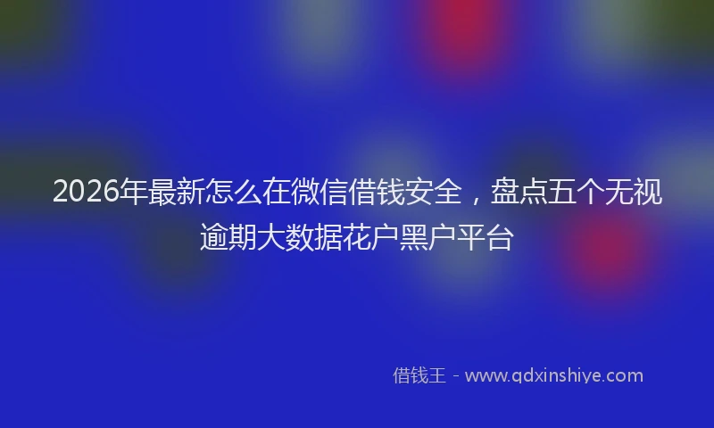 2026年最新怎么在微信借钱安全,盘点五个无视逾期大数据花户黑户平台