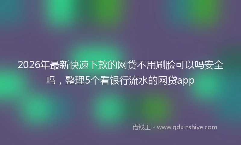 2026年最新快速下款的网贷不用刷脸可以吗安全吗,整理5个看银行流水的网贷app