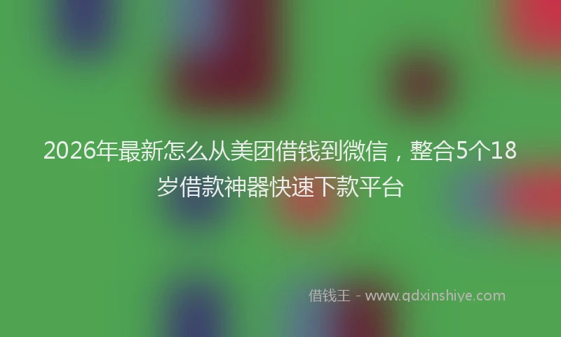 2026年最新怎么从美团借钱到微信，整合5个18岁借款神器快速下款平台