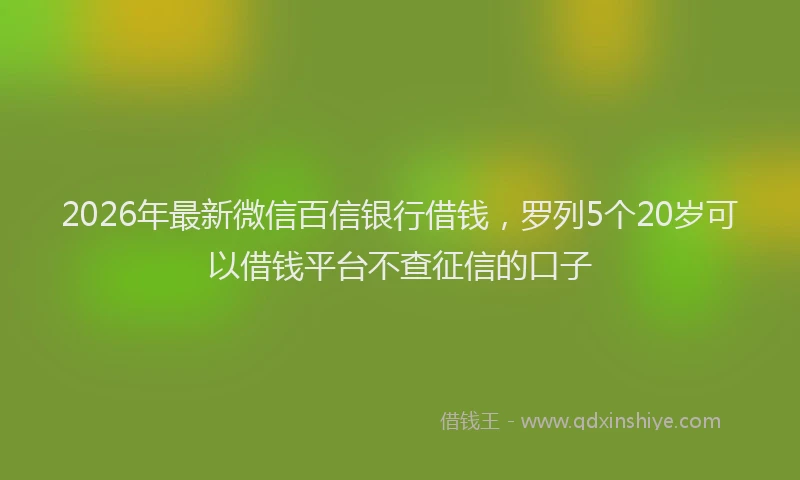 2026年最新微信百信银行借钱，罗列5个20岁可以借钱平台不查征信的口子