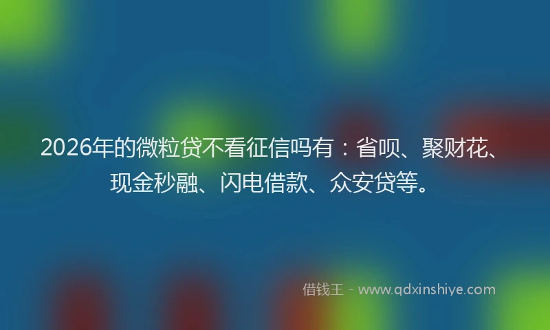 2026年的微粒贷不看征信吗有：省呗、聚财花、现金秒融、闪电借款、众安贷等。