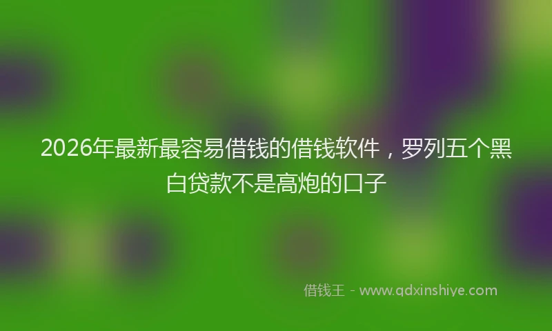 2026年最新最容易借钱的借钱软件，罗列五个黑白贷款不是高炮的口子