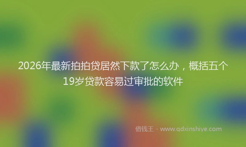 2026年最新拍拍贷居然下款了怎么办，概括五个19岁贷款容易过审批的软件