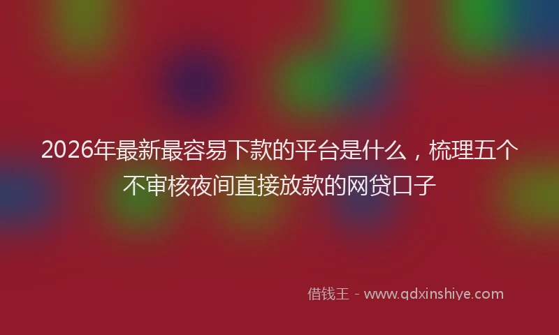 2026年最新最容易下款的平台是什么，梳理五个不审核夜间直接放款的网贷口子