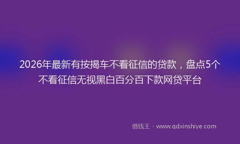 2026年最新有按揭车不看征信的贷款，盘点5个不看征信无视黑白百分百下款网贷平台