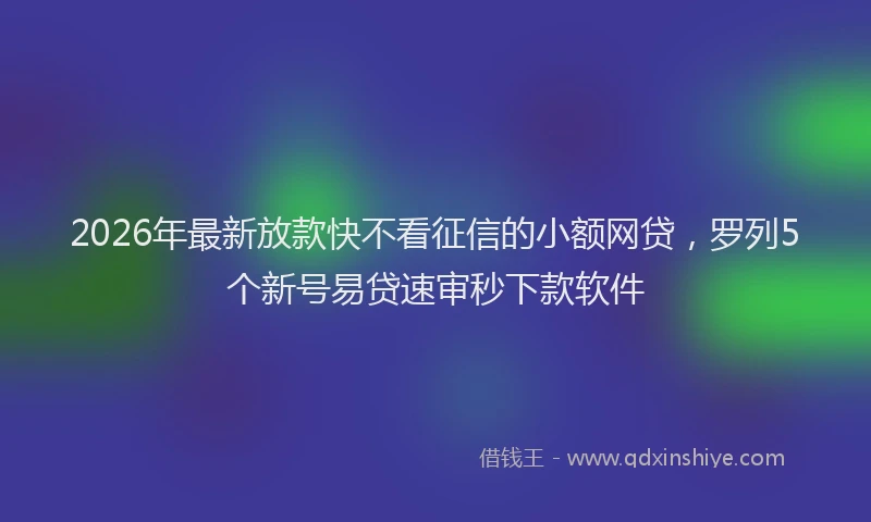 2026年最新放款快不看征信的小额网贷，罗列5个新号易贷速审秒下款软件