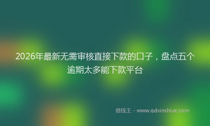 2026年最新无需审核直接下款的口子，盘点五个逾期太多能下款平台