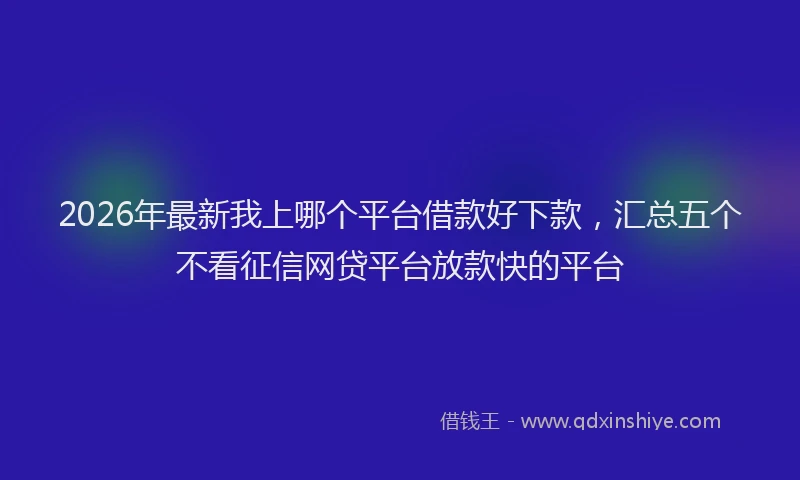 2026年最新我上哪个平台借款好下款，汇总五个不看征信网贷平台放款快的平台