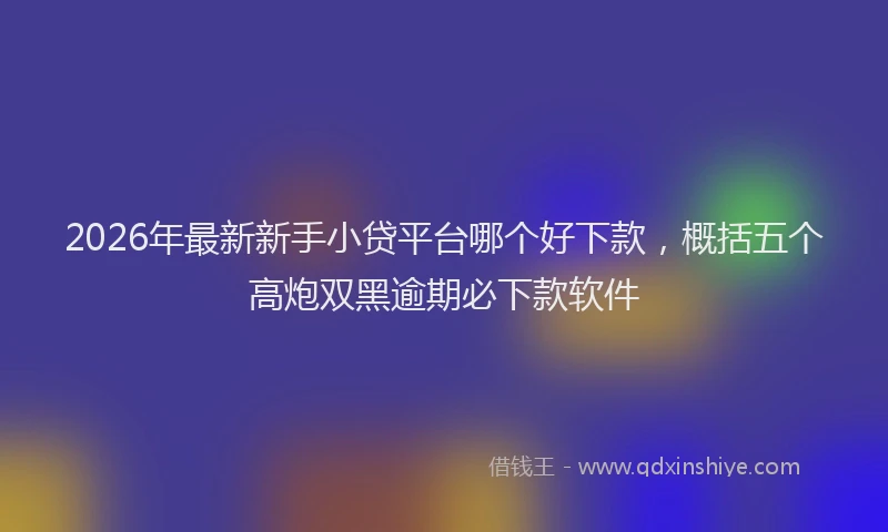 2026年最新新手小贷平台哪个好下款，概括五个高炮双黑逾期必下款软件
