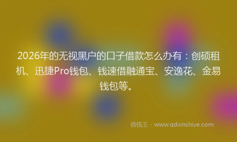 2026年的无视黑户的口子借款怎么办有：创硕租机、迅捷Pro钱包、钱速借融通宝、安逸花、金易钱包等。