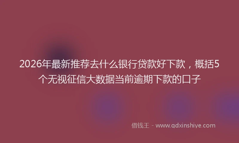 2026年最新推荐去什么银行贷款好下款，概括5个无视征信大数据当前逾期下款的口子