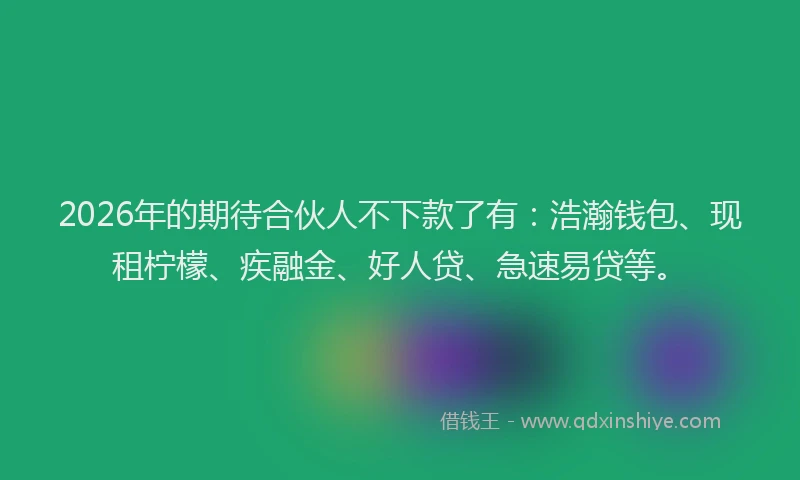 2026年的期待合伙人不下款了有：浩瀚钱包、现租柠檬、疾融金、好人贷、急速易贷等。