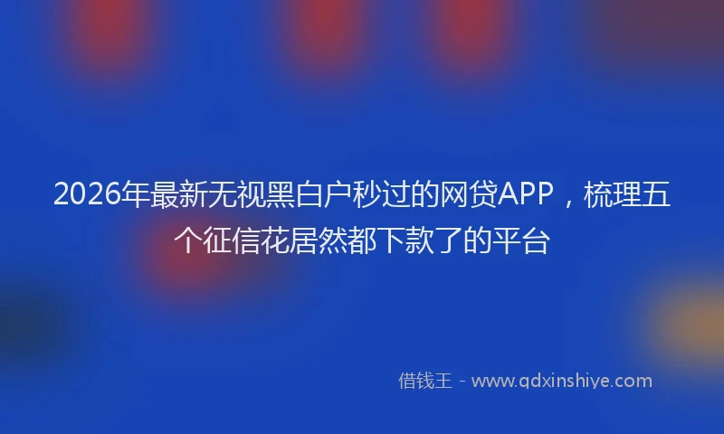 2026年最新无视黑白户秒过的网贷APP，梳理五个征信花居然都下款了的平台