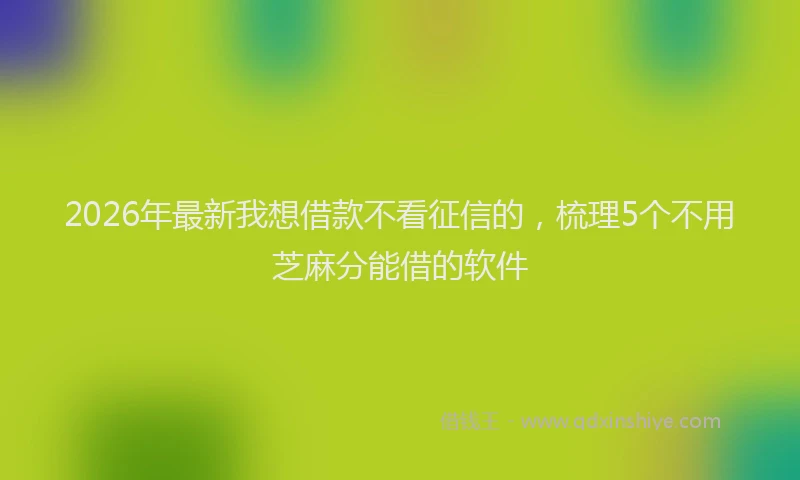2026年最新我想借款不看征信的，梳理5个不用芝麻分能借的软件