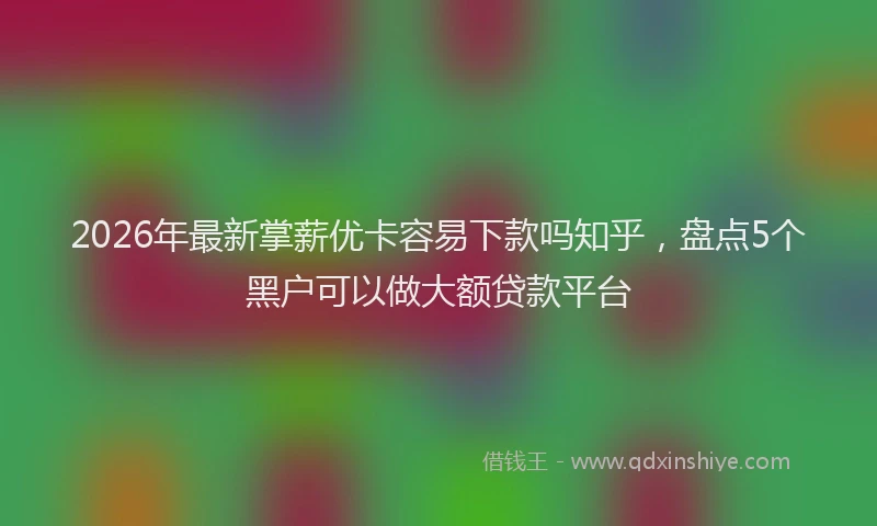 2026年最新掌薪优卡容易下款吗知乎，盘点5个黑户可以做大额贷款平台