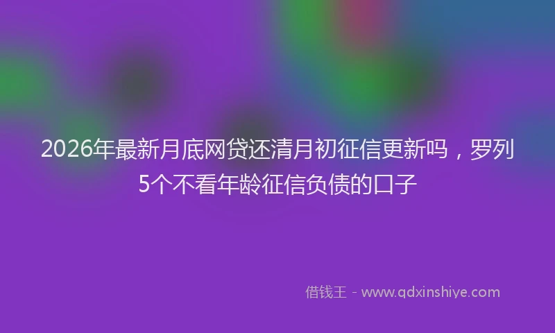 2026年最新月底网贷还清月初征信更新吗，罗列5个不看年龄征信负债的口子