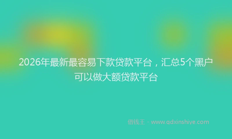 2026年最新最容易下款贷款平台，汇总5个黑户可以做大额贷款平台