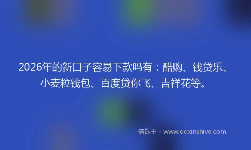 2026年的新口子容易下款吗有：酷购、钱贷乐、小麦粒钱包、百度贷你飞、吉祥花等。