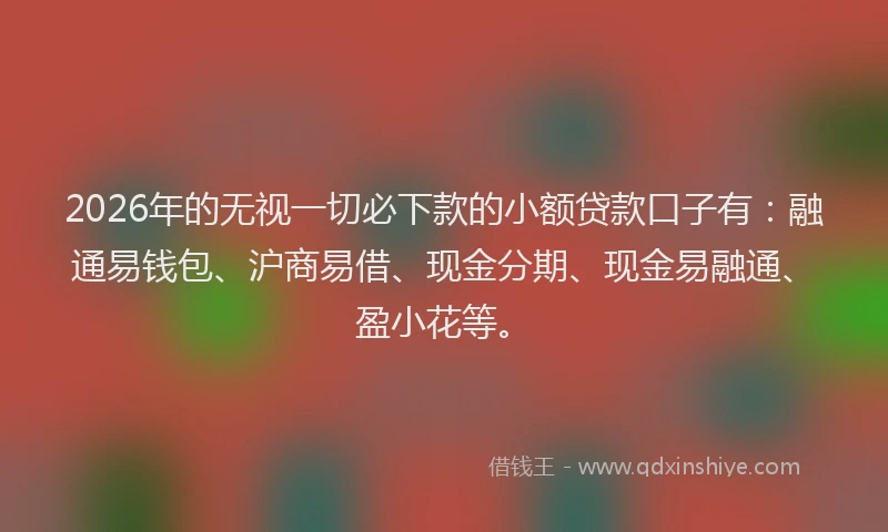 2026年的无视一切必下款的小额贷款口子有：融通易钱包、沪商易借、现金分期、现金易融通、盈小花等。