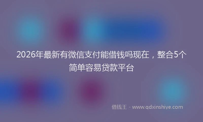 2026年最新有微信支付能借钱吗现在，整合5个简单容易贷款平台